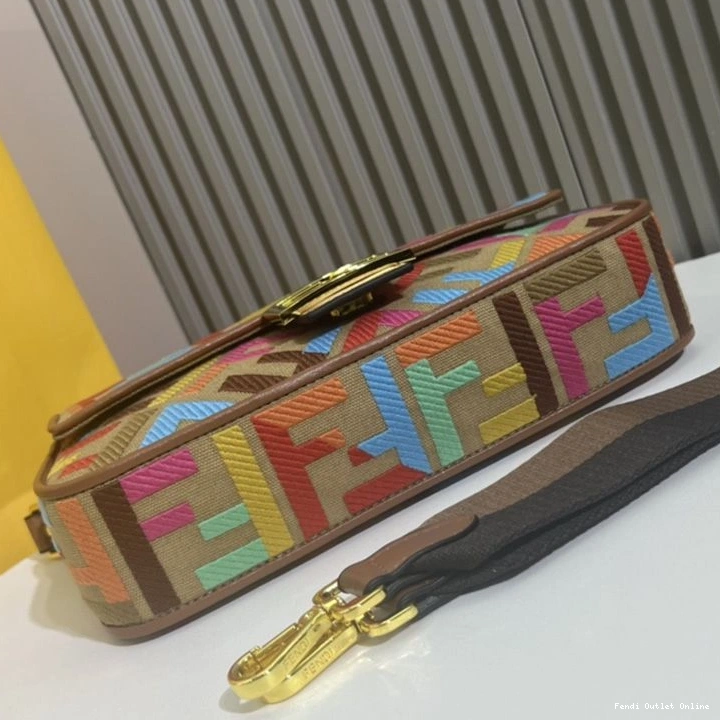 Affordable Fendi Motif In Beige Medium Bag Canvas FF Baguette Multi 0807